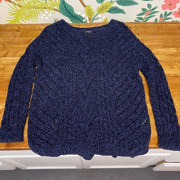 Express Navy Loose Cable Knit Sweater - Picture 7 of 8